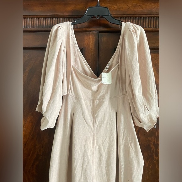 FREE PEOPLE Lotta Love Rose Pearl Balloon Sleeve Cotton Jersey Jumpsuit - Picture 4 of 14